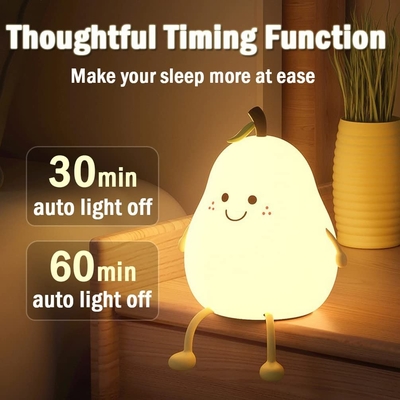 LED Smart Pear Fruit Night Light USB Rechargeable Dimming Silicone Table Lamp