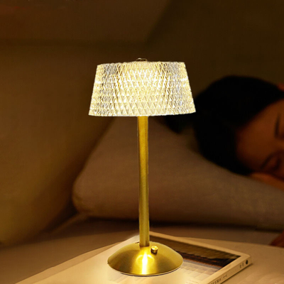 Metal Crystal Diamond Desk Lamp 700mAH 3 Color Bedside Lamp With Dimmer